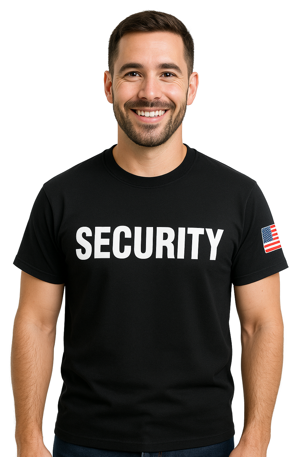 Security T-Shirt | Black Short Sleeve Crew Neck for Men