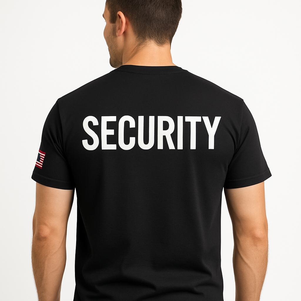 Security T-Shirt | Black Short Sleeve Crew Neck for Men