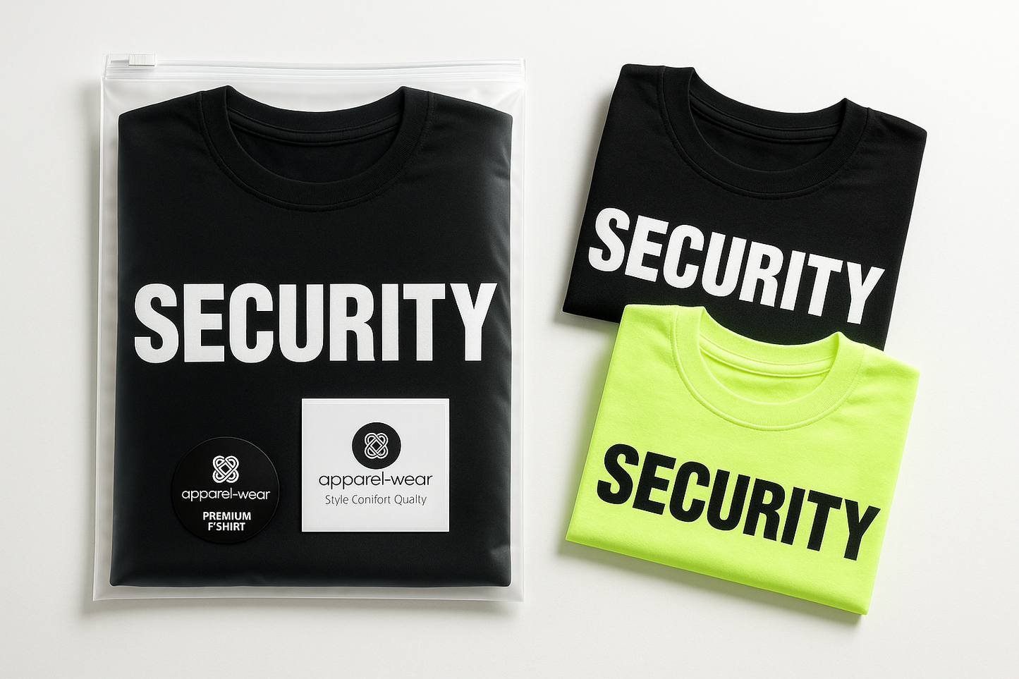 Security T-Shirt | Black Short Sleeve Crew Neck for Men
