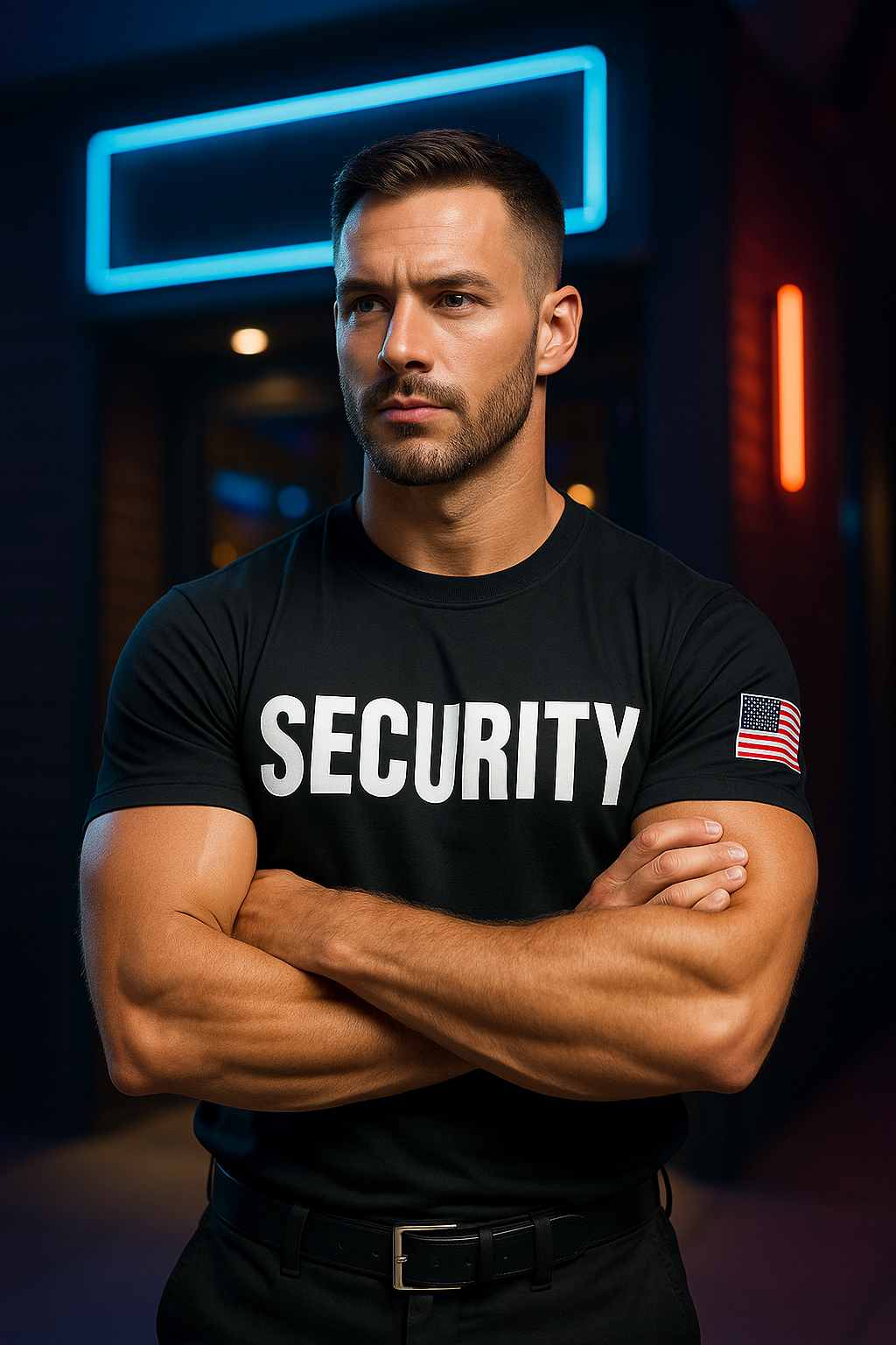 Security T-Shirt | Black Short Sleeve Crew Neck for Men