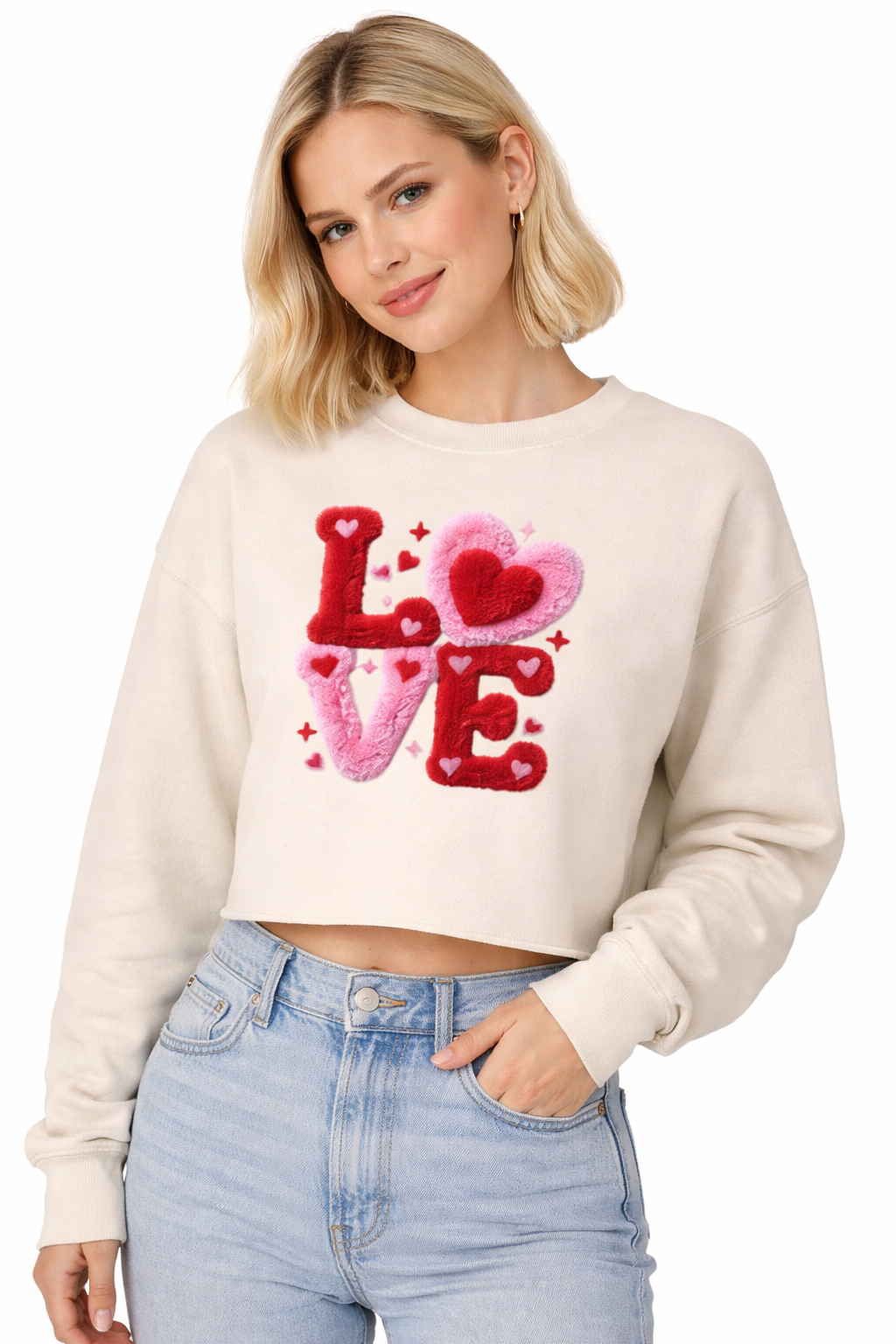 LOVE 2 – Women’s Cropped Crewneck Sweatshirt | Soft Feel & Valentine Style