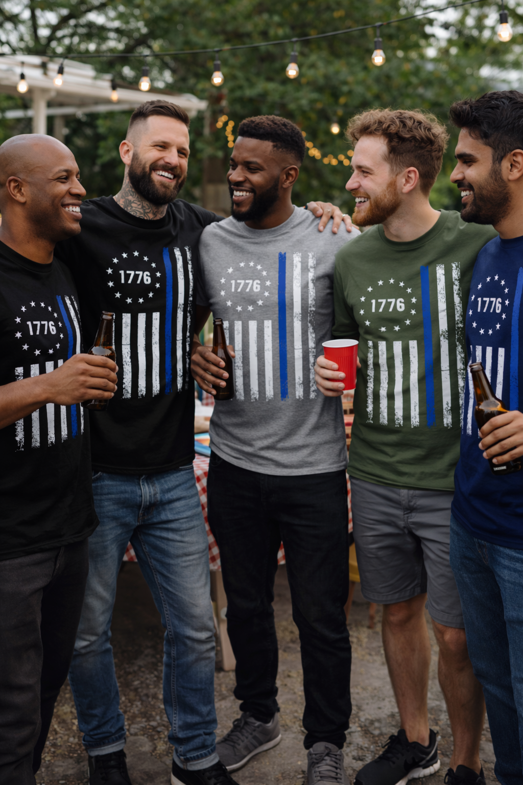 1776 Blue Line Flag Tee – Grit, Freedom & Street Patriot Style