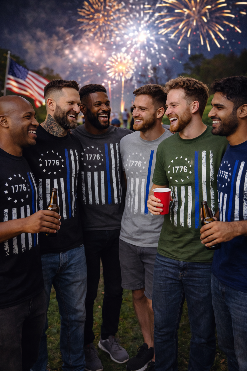 1776 Blue Line Flag Tee – Grit, Freedom & Street Patriot Style